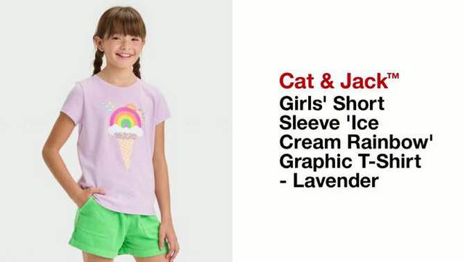 Girls&#39; Short Sleeve &#39;Ice Cream Rainbow&#39; Graphic T-Shirt - Cat &#38; Jack&#8482; Lavender, 2 of 5, play video