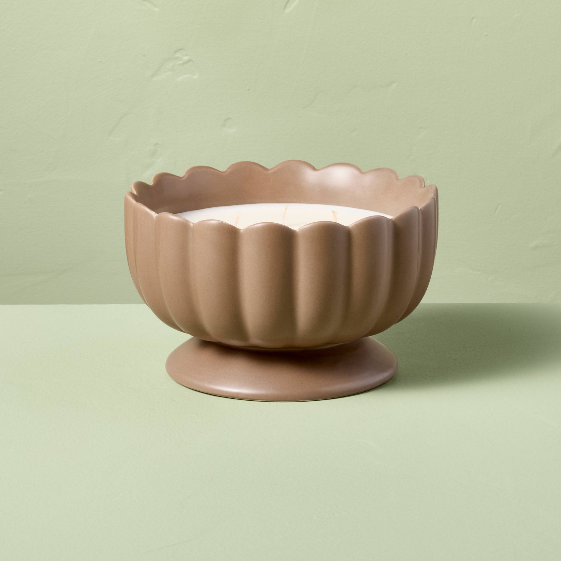 5 Wick Footed Ceramic Scalloped Rim Salted Honey Jar Candle 34oz - Hearth & Hand™ with Magnolia