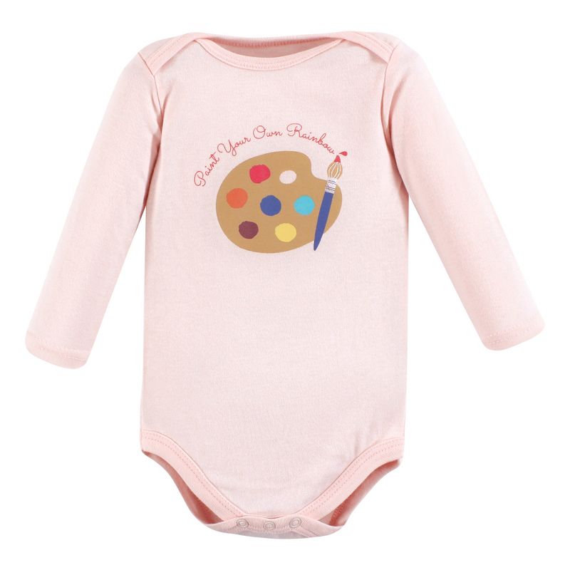 Hudson Baby Infant Girl Cotton Long-Sleeve Bodysuits, Creativity, 3 of 10