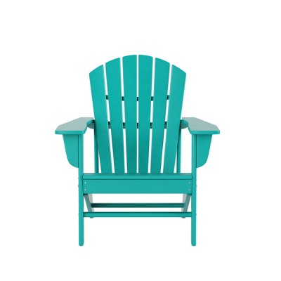 Turquoise HDPE Outdoor Adirondack Chair Set with Broad Armrests (Set of 4)