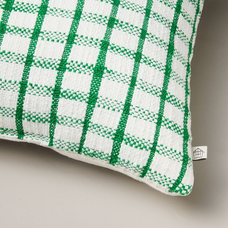 14&#34;x20&#34; Checkered Plaid Indoor/Outdoor Lumbar Throw Pillow Cream/Green - Hearth &#38; Hand&#8482; with Magnolia, 5 of 6