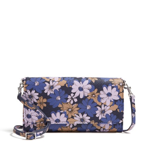Vera Bradley Women's Outlet Faux Leather Wallet Crossbody Bag Trellis Floral