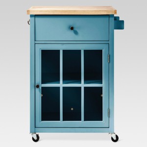 Windham Wood Top Kitchen Cart - Teal - Threshold , Blue