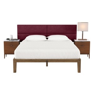 Jaxx Panelist Modern Padded Headboard – Set of 4 Wall Mounted Panels - King, Vino Red Microvelvet - 1 of 4