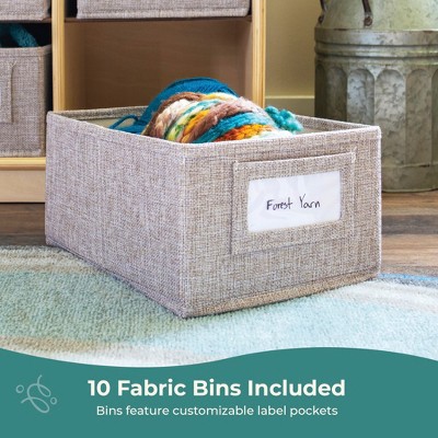 Natural Wood Kids' Storage Unit with Cubbies and Bins