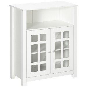 HOMCOM Kitchen Cabinet, Storage Cabinet, Sideboard Buffet Cabinet with Double Glass Doors for Kitchen, Living Room, White - 1 of 4