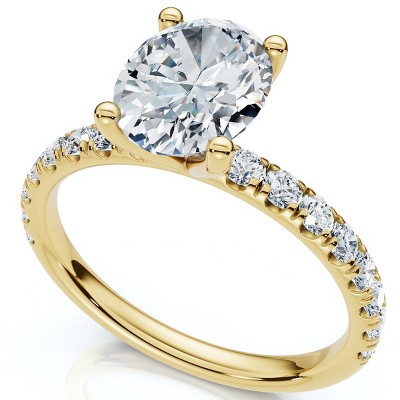 Pompeii3 1 1/2Ct Oval Diamond Engagement Ring 14k White Yellow or Rose Gold Lab Created