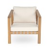 Christopher Knight Home Fraser Patio Slat Design Acacia Wood Club Chair with Cushion, Beige/Light Teak - 2 of 4