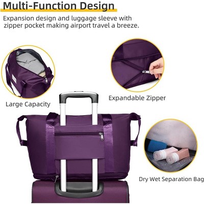 Vynxaria 5-Piece Purple Softside Luggage Set Expandable TSA Locks Spinner Wheels Lightweight for Fashion Travel Family Trips