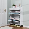 VYNXARIA Shoe Storage Cabinet, Free Standing Shoe Organizer with 2 Flip Drawers, Hidden Shoe Rack for Doorway Hallway Closet,Entryway, White - 4 of 4