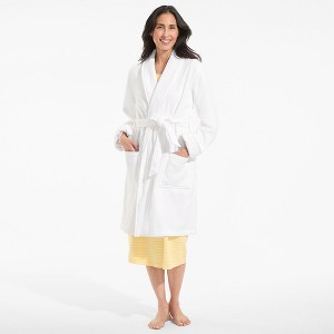 Lands' End Women's Cotton Terry Knee Length Spa Bath Robe - 1 of 4