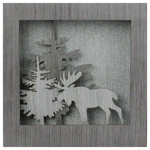 Northlight 10" Glittered Moose Silhouette Box Framed Christmas Table Decoration - 1 of 2