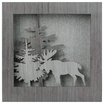 Northlight 10" Glittered Moose Silhouette Box Framed Christmas Table Decoration