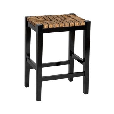 Storied Home Willowbrook Rope Bar Stool Mahogany Black