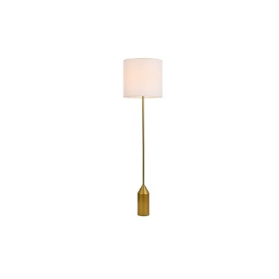Adjustable Ines Black Brass Floor Lamp with White Fabric Shade