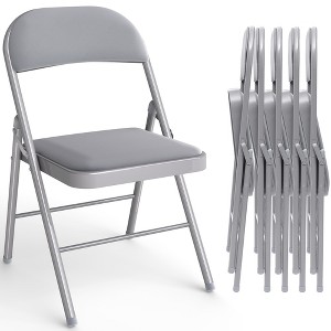 SUGIFT Folding Chairs with Padded Vinyl Seat, Heavy-Duty Metal Frame, Supports 330 lbs, Portable & Lightweight - 1 of 4