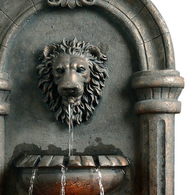 Antique Bronze Lion Head Wall Fountain with LED Lights