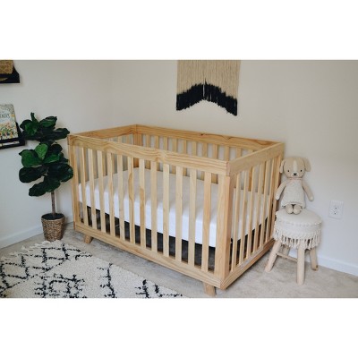 Natural Wood 3-in-1 Convertible Crib with Adjustable Mattress Base