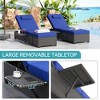 Outdoor PE Wicker Chaise Lounge Chairs Set of 2 Patio Brown Rattan Reclining Chair Adjustable Backrest Pool Sunbathing Recliners with Cushion Cover - 4 of 4
