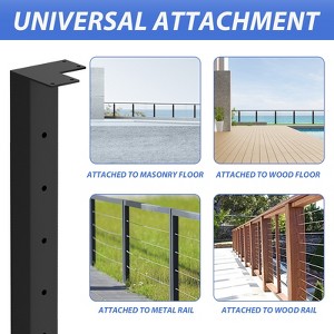 Black Metal DIY Cable Railing System Kit for Deck, Perfect for Modern Outdoor Spaces - 1 of 4