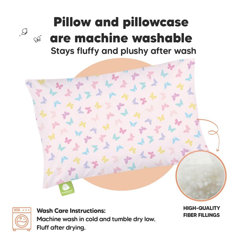 KeaBabies Toddler Pillow with Pillowcase, 13X18 Soft Organic Cotton Toddler Pillows for Sleeping, Kids Travel Pillow Age 2-5, 5 of 11