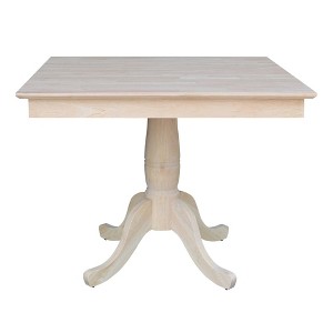 29.1" Dining Tables Minden Square Top Pedestal Unfinished - International Concepts: Solid Wood, Breakfast Nook - 1 of 4