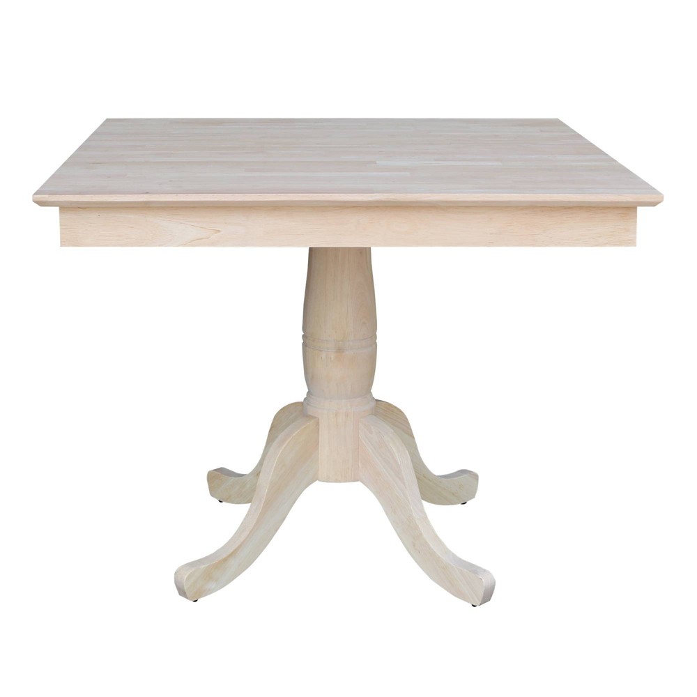 Photos - Garden & Outdoor Decoration 29.1" Dining Tables Minden Square Top Pedestal Unfinished - International Concepts: Solid Wood, Breakfast Nook