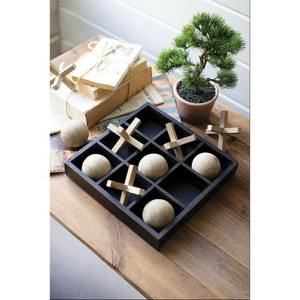 Wooden Tic-Tac-Toe Sets, 10"H Tabletop Games, Matte Black Finish, Set of Two by Kalalou - 1 of 3