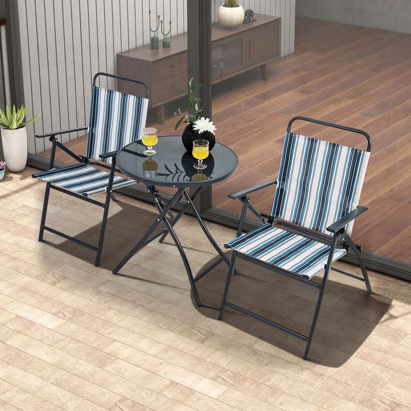 Costway 3pcs Patio Folding Dining Table Chair Set Heavy-Duty Metal Portable Outdoor, 4 of 11