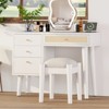 FONTOI 39" Retro Bohemian Style Wooden Makeup Vanity with Stool, Dressing Table with 4 Storage Drawers for Bedroom, White, 15.6"*29.6"*39" - 2 of 4