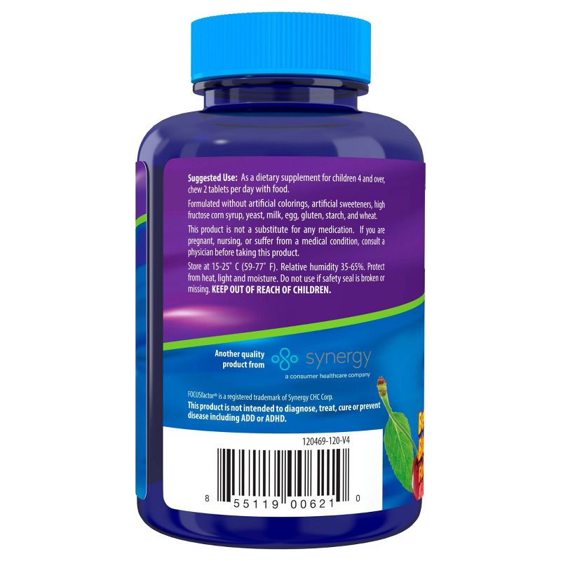 Focus Factor Kids Extra Strength Brain Vitamin Daily Chewables - 120ct, 4 of 5