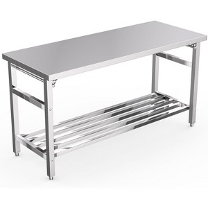coucheta 48''/60'' Stainless Steel Work Table, Folding Table for Kitchen, Heavy Duty Prep Table with Adjustable Undershelf, for Restaurant, Home - 1 of 4