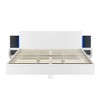 Okak King Floating Platform Bed Frame with Bedside Nightstand Bed with LED Lights Strong Wood Slats No Springs Required Easy to Assemble, White - 3 of 4