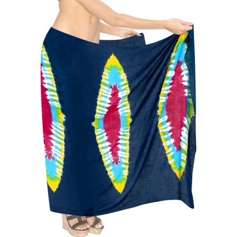 LA LEELA Women's Summer Sarong Bikini Wraps Cover up Skirt Wrap Bathing suit Swimwear Swimsuit Beach Coverup for Women One Size Blue, Tie Dye Design - image 1 of 4