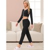 INSPIRE CHIC Women's Long Sleeve Full Length Solid Flounce Pajama Set Lounge Set - 3 of 4