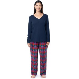 Fruit of the Loom Women's Waffle Shirt & Flannel Pant  2-Piece Sleep Set - 1 of 4