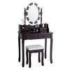 Costway Vanity Table Table 10 Dimmable Bulbs Black White Brown - 4 of 4