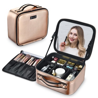 Byootique Small Makeup Case Cosmetic Bag Storage Box Mirror Toiletry Organizer