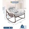 Outdoor Papasan Rocking Chair, Oversized Wicker Lounge Chair with Cushion and Metal Frame, Patio Rattan Egg Rocker for Balcony Backyard Bedroom,White - 2 of 4