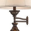 Kathy Ireland Vintage Swing Arm Floor Lamp 61" Tall Bronze Marble Font Faux Silk Shade for Living Room Reading House Bedroom Home - 3 of 4