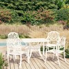 vidaXL Bistro Set Patio Table and Chair Bistro Table Outdoor Cast Aluminum - White 4 - 2 of 4