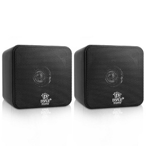 Pyle 4" Mini Cube Bookshelf Speakers, 200W Peak, 80Hz - 18kHz Frequency Response, Black (Pair) - 1 of 4