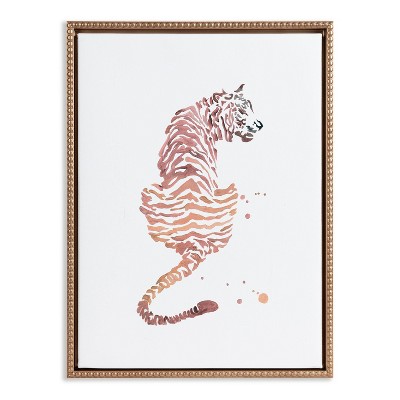 Gold Framed Boho Tiger Canvas Print, 18" x 24"