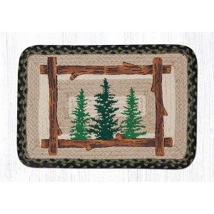 Earth Rugs Printed Placemat 13"x19", Tall Timbers Forest Scene, Rustic Oblong Jute Dining Mat for Cabin or Lodge Decor - 1 of 3