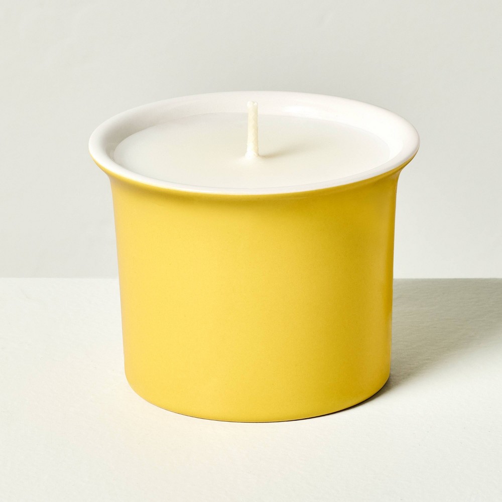 Photos - Figurine / Candlestick Two-Tone Ceramic Golden Hour Jar Candle 4.6oz Yellow/Cream - Hearth & Hand