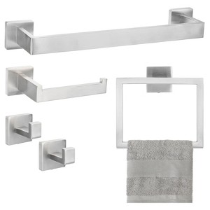 Unique Bargains Bathroom Stainless Steel Wall Mounted Towel Toilet Paper Holder and Hook Kits - 1 of 4