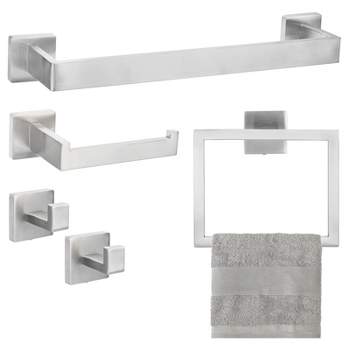 Unique Bargains Bathroom Stainless Steel Wall Mounted Towel Toilet Paper Holder and Hook Kits