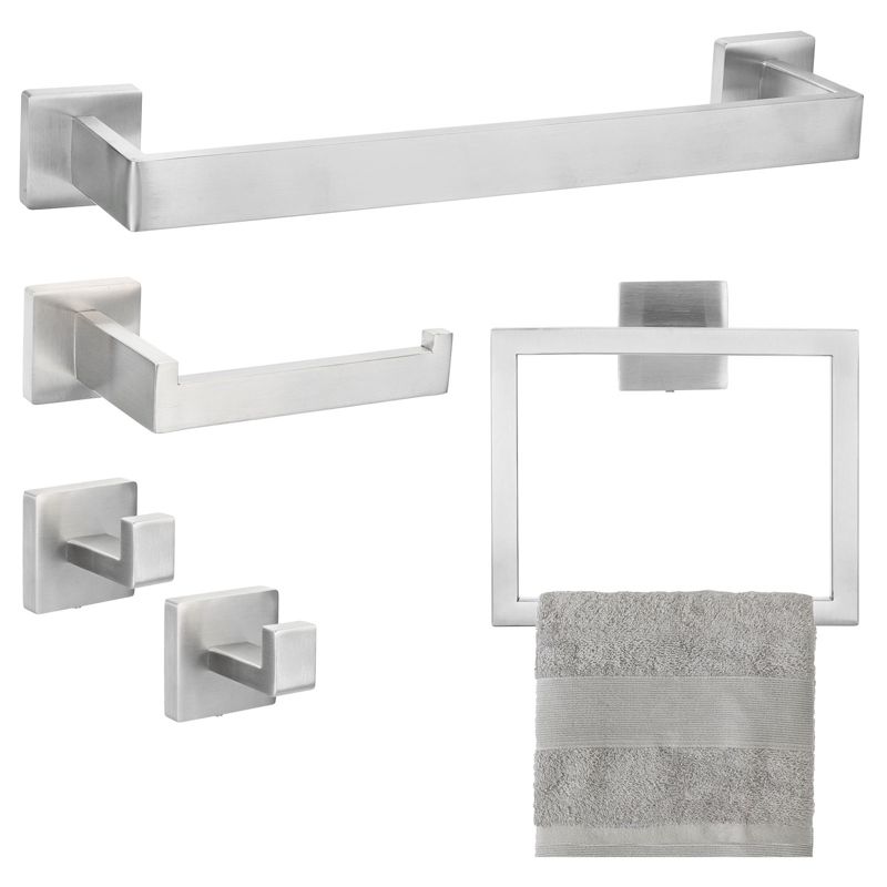Unique Bargains Bathroom Stainless Steel Wall Mounted Towel Toilet Paper Holder and Hook Kits, 1 of 7