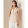 INSPIRE CHIC Women's Sleeveless V-Neck Button Down Collared Linen Blouses - 4 of 4