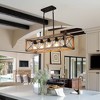 32" Walnut Industrial Farmhouse Rectangle Pendant Light, 5-Light Chandelier with Lampshades for Dining Room, Kitchen Island, Cafe Decor (No Bulbs) - 2 of 4